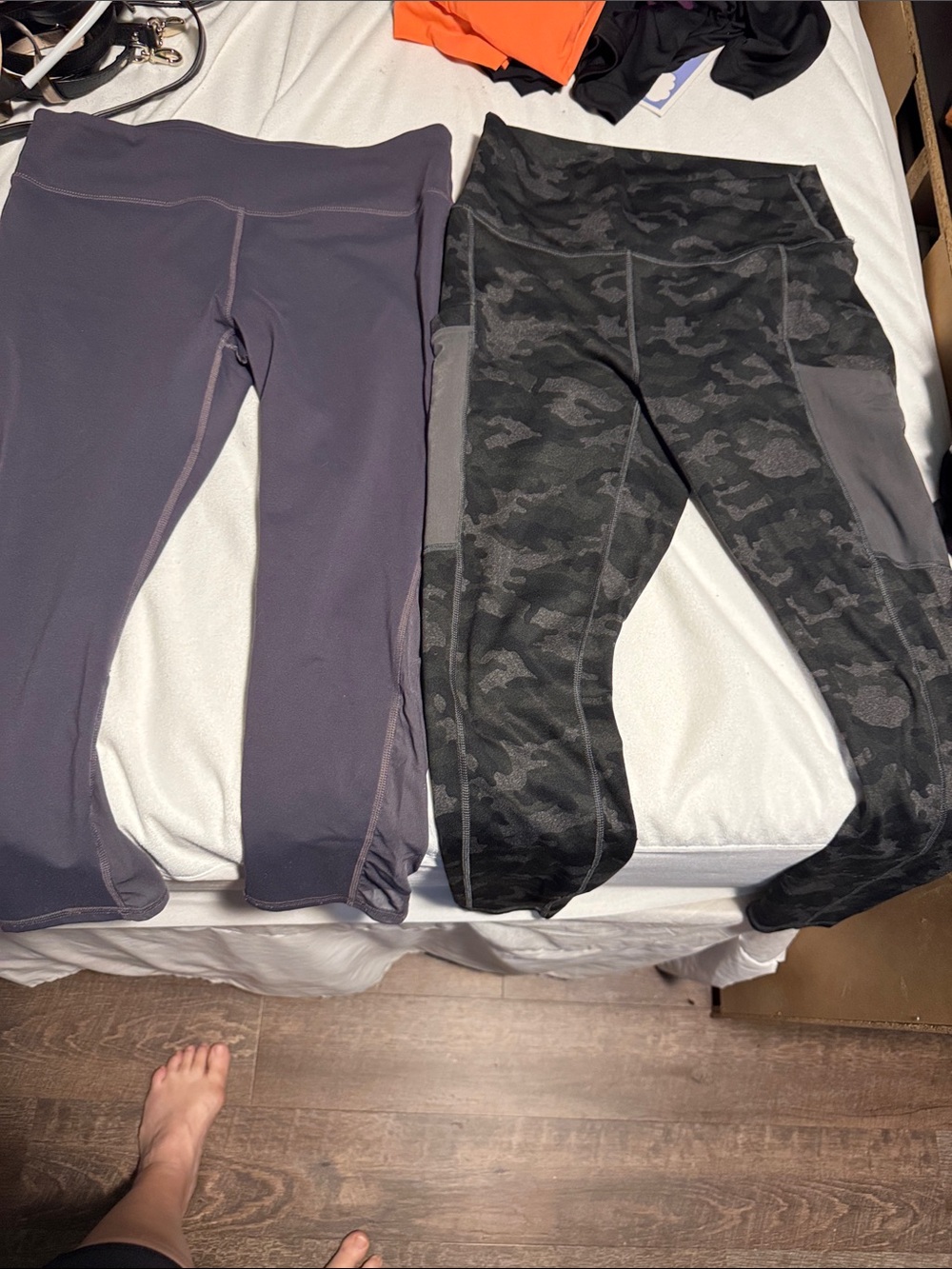 Purple capri and camo full length tablet Activewear Leggings - both medium
